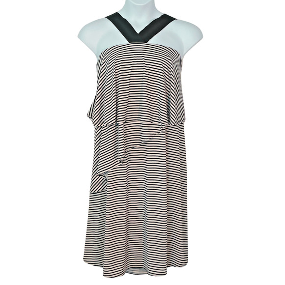 3-FOR-$30 Lane Bryant Plus Sz 18-20 Tank Dress Elastic Straps Ruffles Striped - Picture 1 of 13